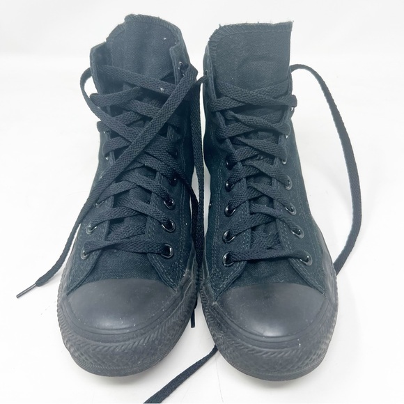 CONVERSE BLACK ALL STAR CHUCK TAYLOR HIGH TOP SNEAKERS MENS SZ7/WOMENS SZ 9 - Picture 7 of 9